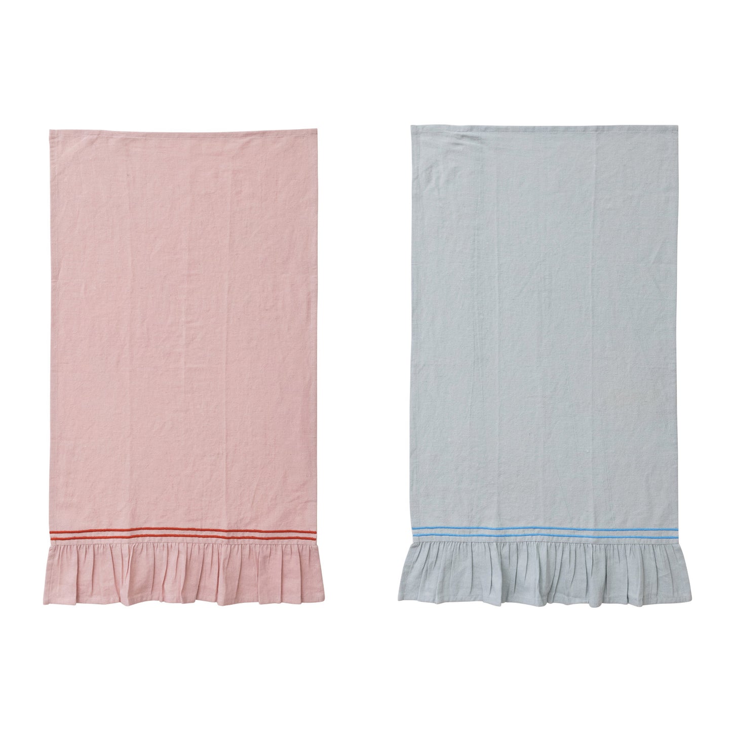 Embroidered Tea Towel with Ruffle