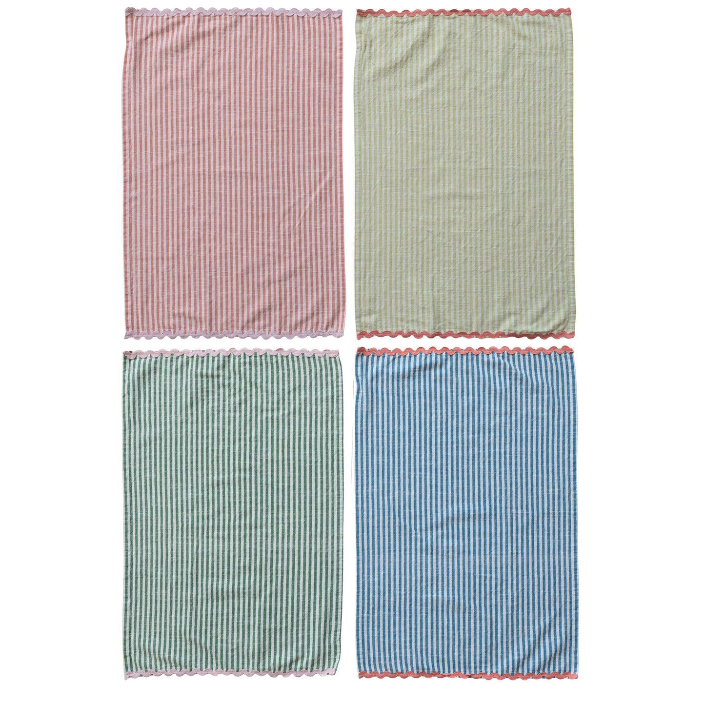 Striped Tea Towel with Ric Rac Trim