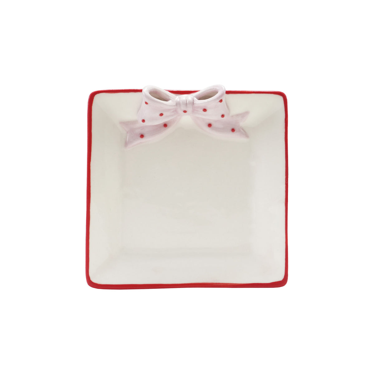 Stoneware Dish with Polka Dot Bow