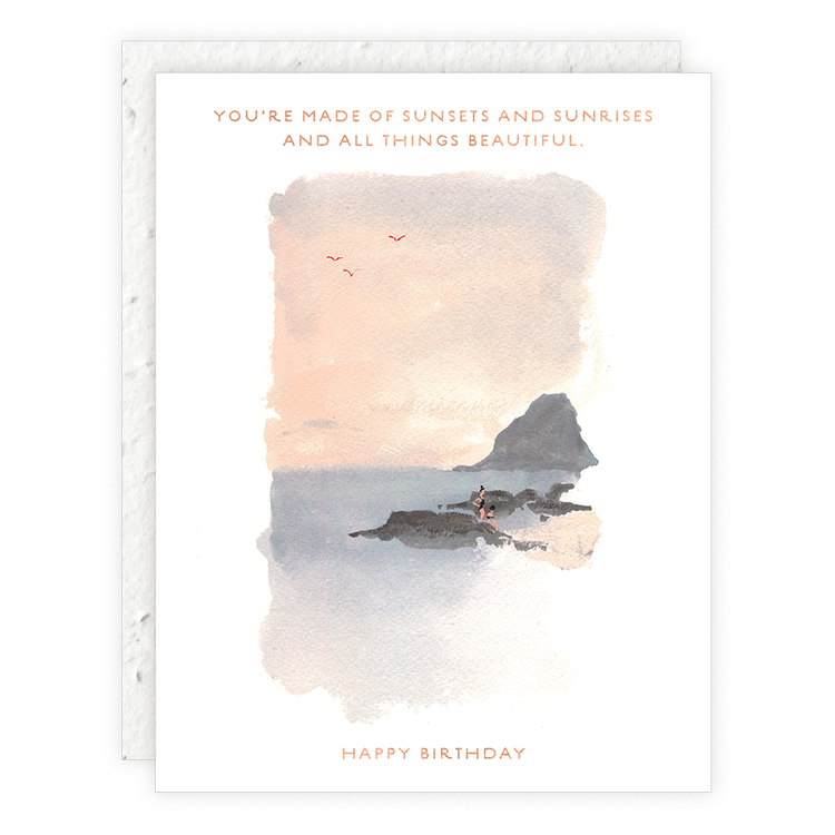 Sunset on the Rocks Birthday Card