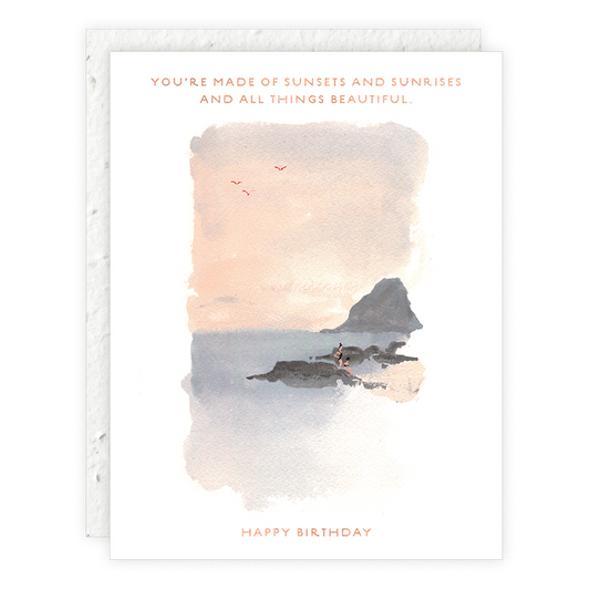 Sunset on the Rocks Birthday Card
