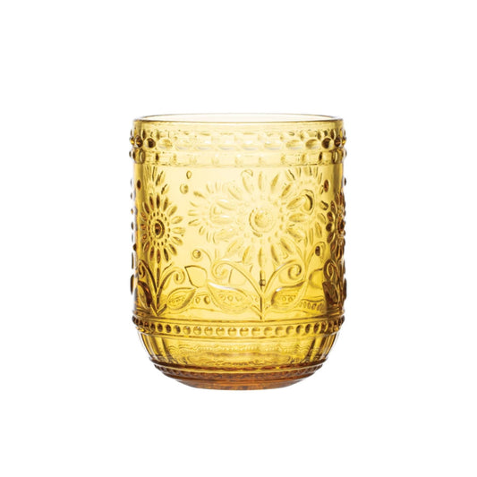 Embossed Drinking Glass - Amber