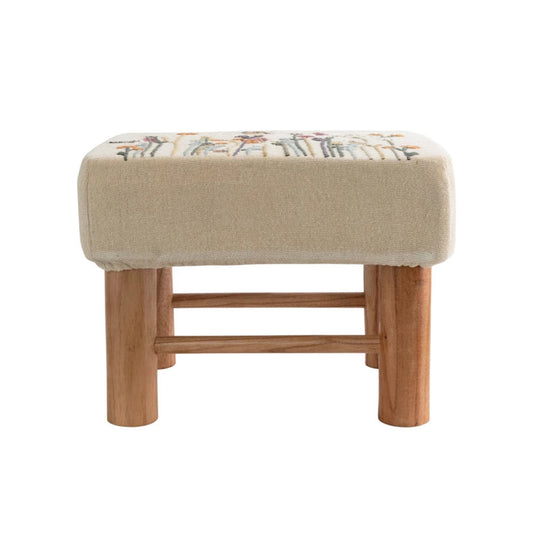 Cotton Upholstered Stool