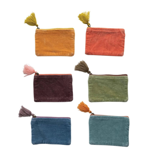 Cotton Velvet Zip Pouch