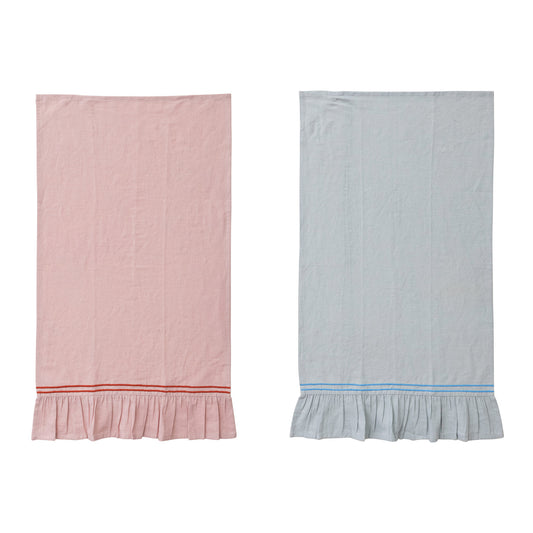 Embroidered Tea Towel with Ruffle