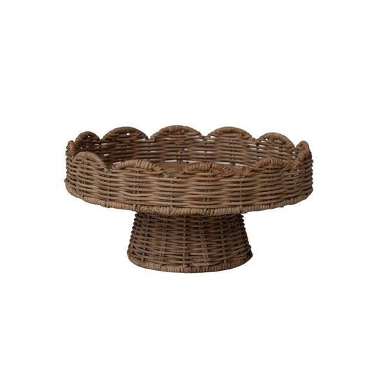 Rattan Scalloped Pedestal